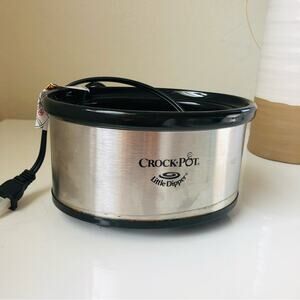 NEW CROCKPOT Stainless Steel Grey Black Ceramic Little Dipper Warming Dip Pot